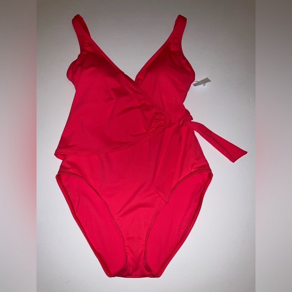 Tommy Bahama tie front wrap one piece swimsuit - coral coast - nwt - size 8